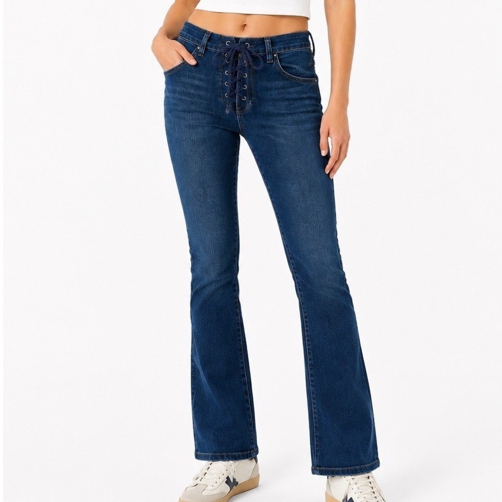 Free‎ People Blue Wash Eva lace-up bootcut jeans | Size 25
